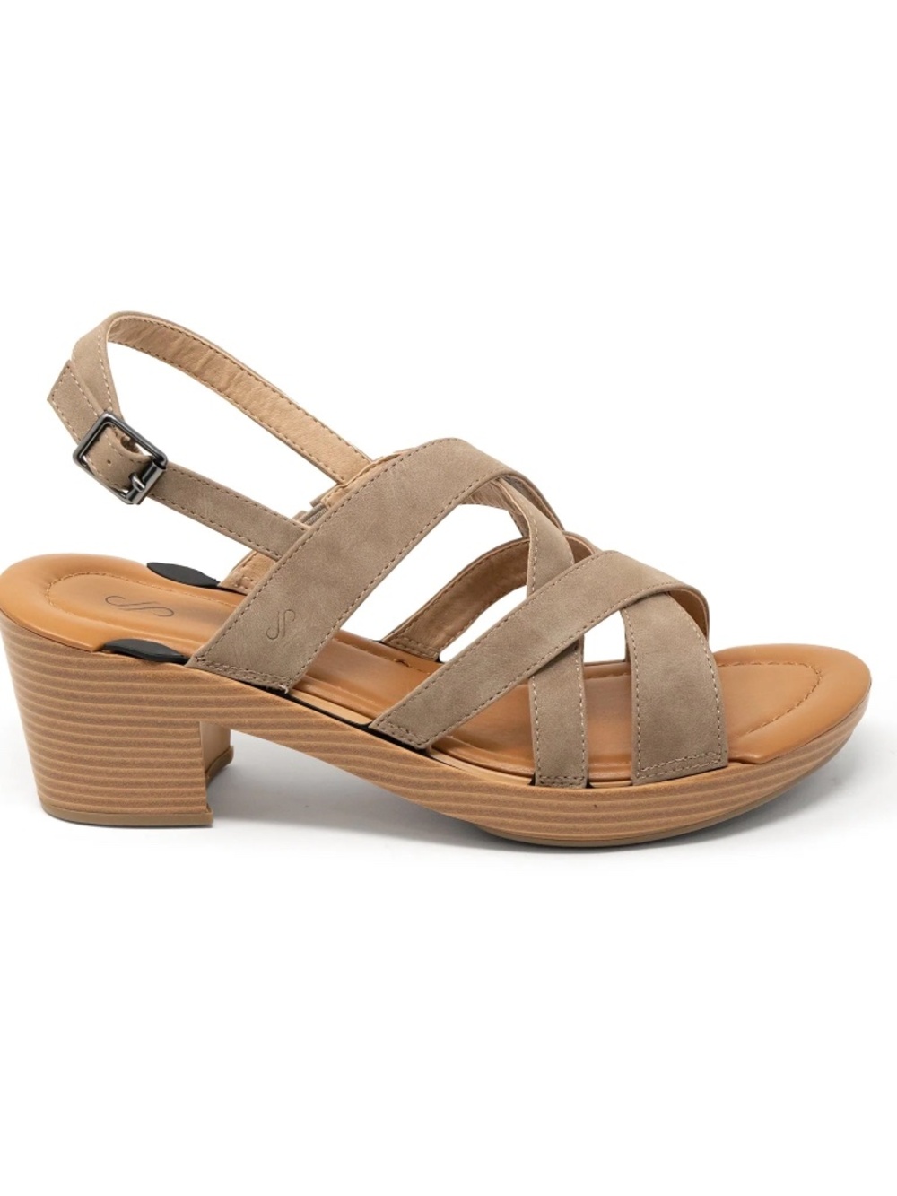 Solely Jane Phoenix TOP ONLY Tan Cross Strap Sandal Top Size 6
